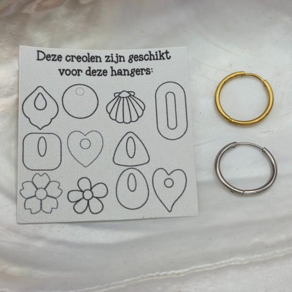 RVS creolen voor epoxy hangers - rond dun