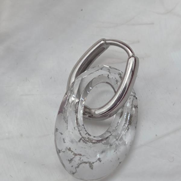 RVS creolen met kristallen hanger