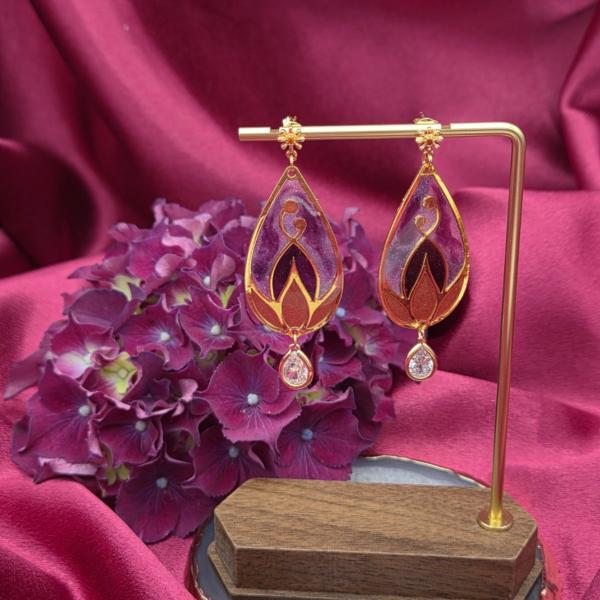 Vergulde oorbellen - glas in lood look - met zirkonia