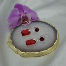 Luxe handgemaakte kristallen oorbellen - rood