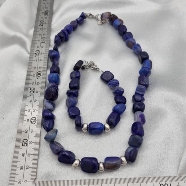 Handgemaakte sieraden set natuursteen - blauw