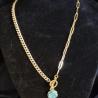 Thumbnail for Vergulde ketting met bloem bedel - blauw