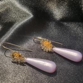Statement oorbellen met polaris druppel - lila