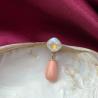 Thumbnail for 925 zilveren oorbellen met zalmroze kristalparel hanger