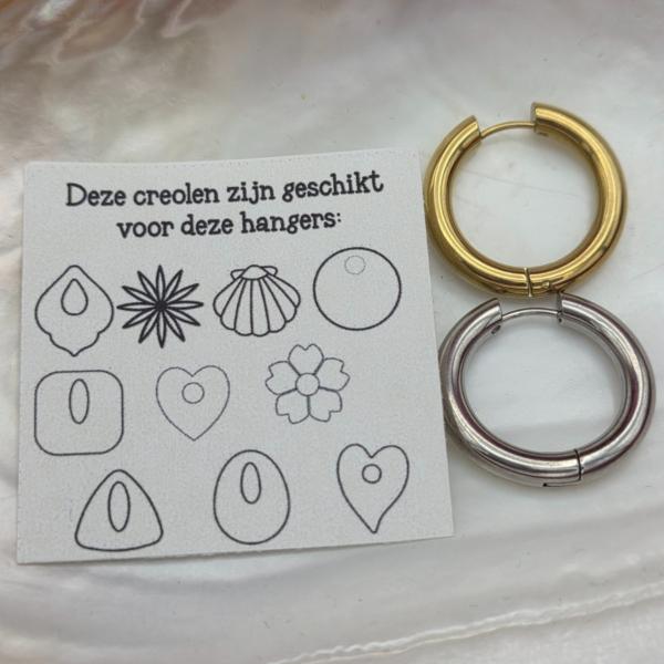 RVS creolen voor epoxy hangers - rond groot
