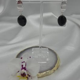 Oorbellen met zwarte kristalglas hanger