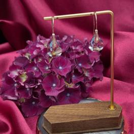 925 zilveren oorhaken met hanger van Oostenrijks kristal - zacht blauw