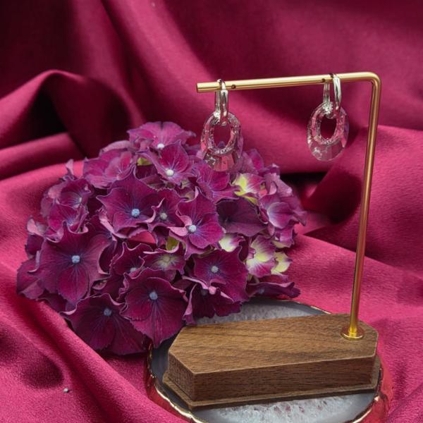 RVS creolen met kristallen hanger