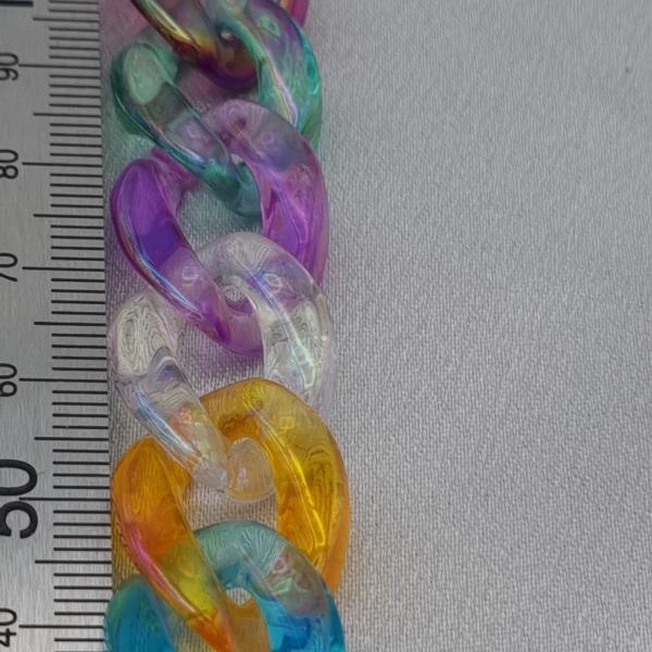 Acryl schakelarmband met vergulde onderdelen - multicolor