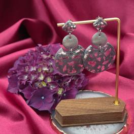 Epoxy oorbellen zilver/grijs