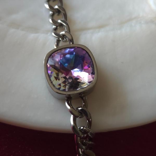 RVS armband ingelegd met Oostenrijks kristal - Zilver