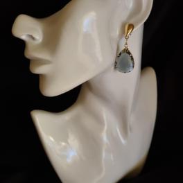 Elegante oorbellen met grote zirkonia - denim blauw