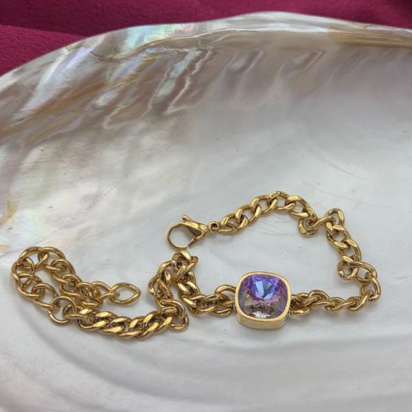 RVS armband ingelegd met Oostenrijks kristal - Goud