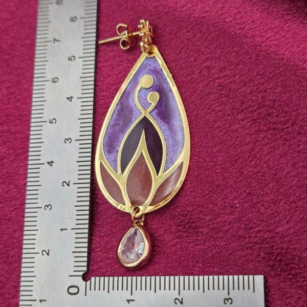 Vergulde oorbellen - glas in lood look - met zirkonia