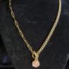 Thumbnail for Vergulde ketting met bloem bedel - roze