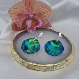 925 zilveren oorbellen met XL kristallen schelphanger