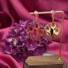 Thumbnail for Vergulde oorbellen met tulpen - glas in lood look