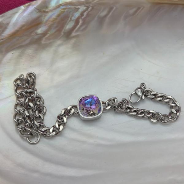 RVS armband ingelegd met Oostenrijks kristal - Zilver